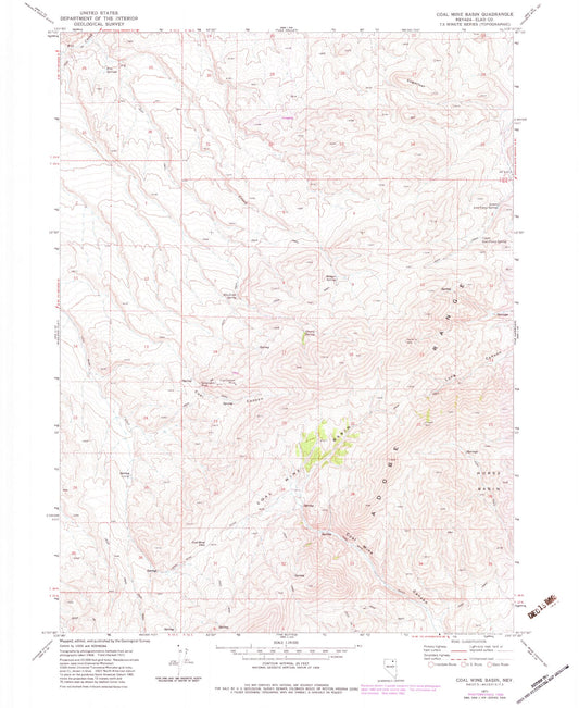 Classic USGS Coal Mine Basin Nevada 7.5'x7.5' Topo Map Image