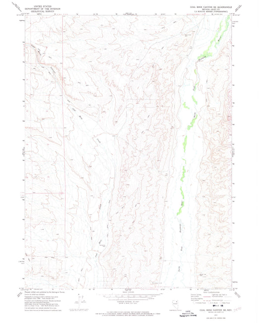 Classic USGS Coal Mine Canyon SE Nevada 7.5'x7.5' Topo Map Image