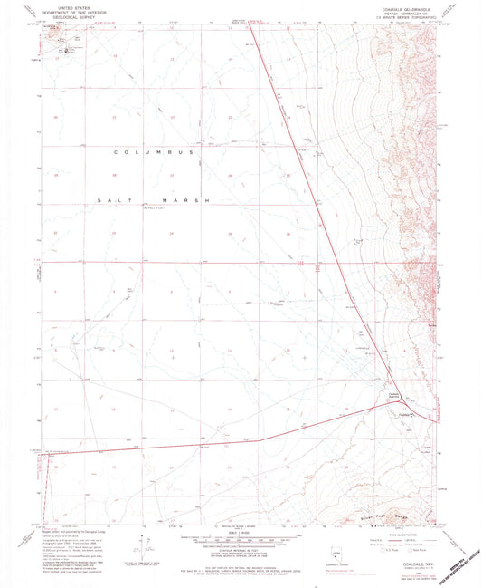 Classic USGS Coaldale Nevada 7.5'x7.5' Topo Map Image