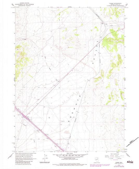Classic USGS Cobre Nevada 7.5'x7.5' Topo Map Image
