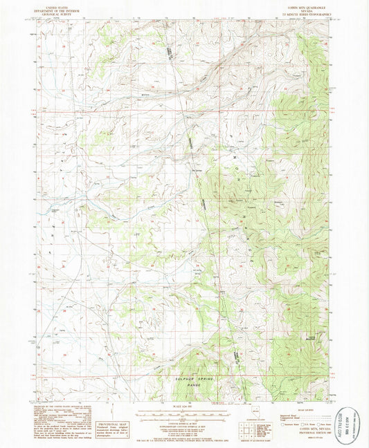 Classic USGS Coffin Mountain Nevada 7.5'x7.5' Topo Map Image