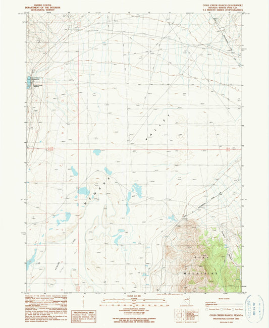 Classic USGS Cold Creek Ranch Nevada 7.5'x7.5' Topo Map Image