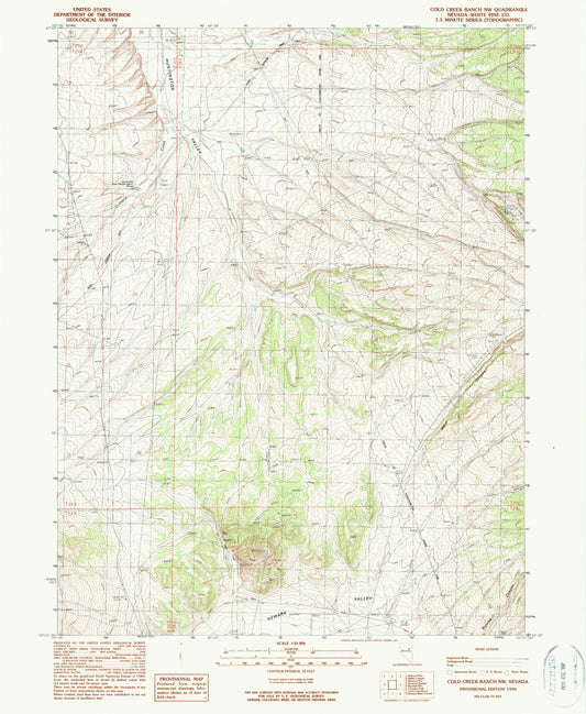 Classic USGS Cold Creek Ranch NW Nevada 7.5'x7.5' Topo Map Image