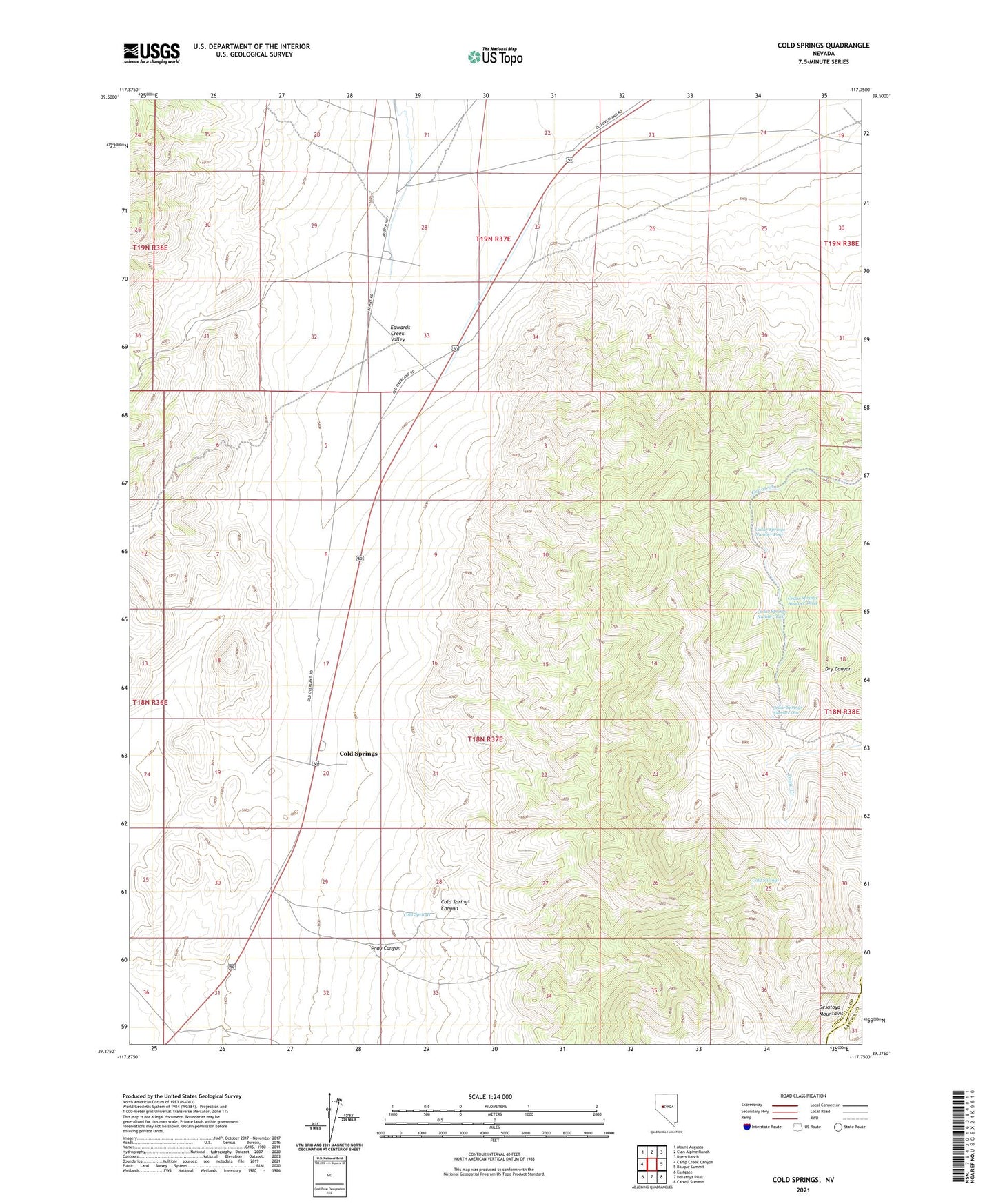 Cold Springs Nevada US Topo Map Image