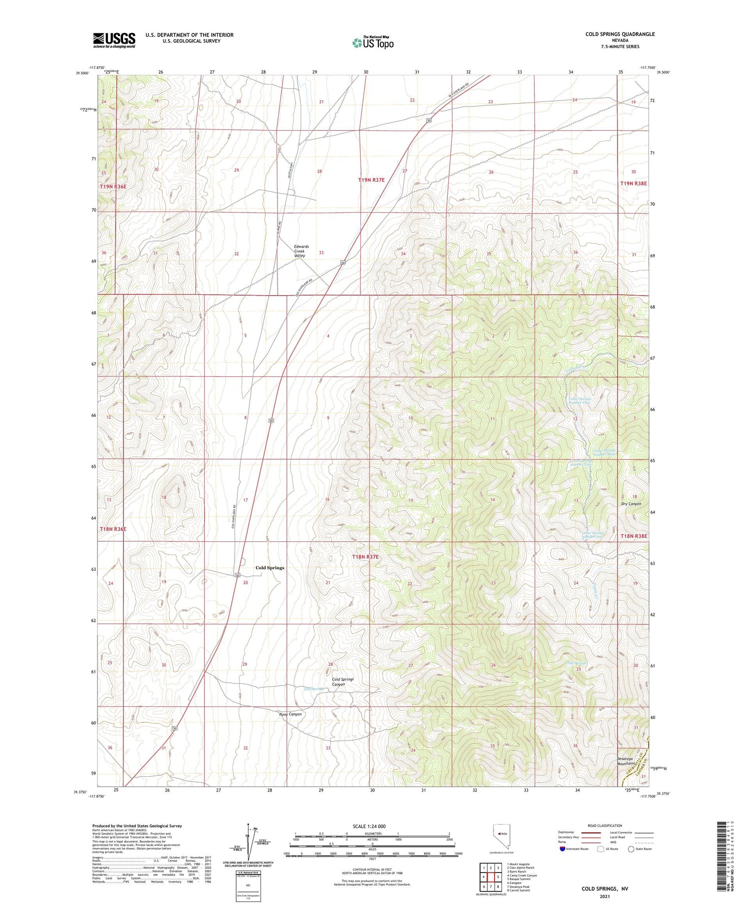 Cold Springs Nevada US Topo Map Image