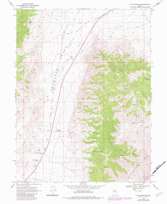 Classic USGS Cold Springs Nevada 7.5'x7.5' Topo Map Image