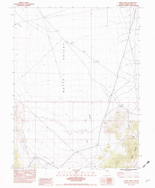 Classic USGS Combs Creek Nevada 7.5'x7.5' Topo Map Image