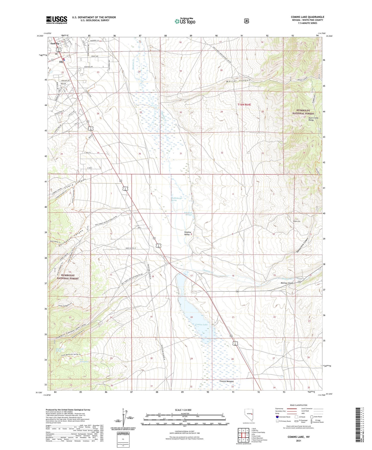 Comins Lake Nevada US Topo Map Image