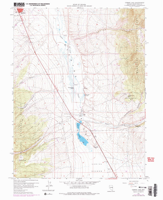Classic USGS Comins Lake Nevada 7.5'x7.5' Topo Map Image