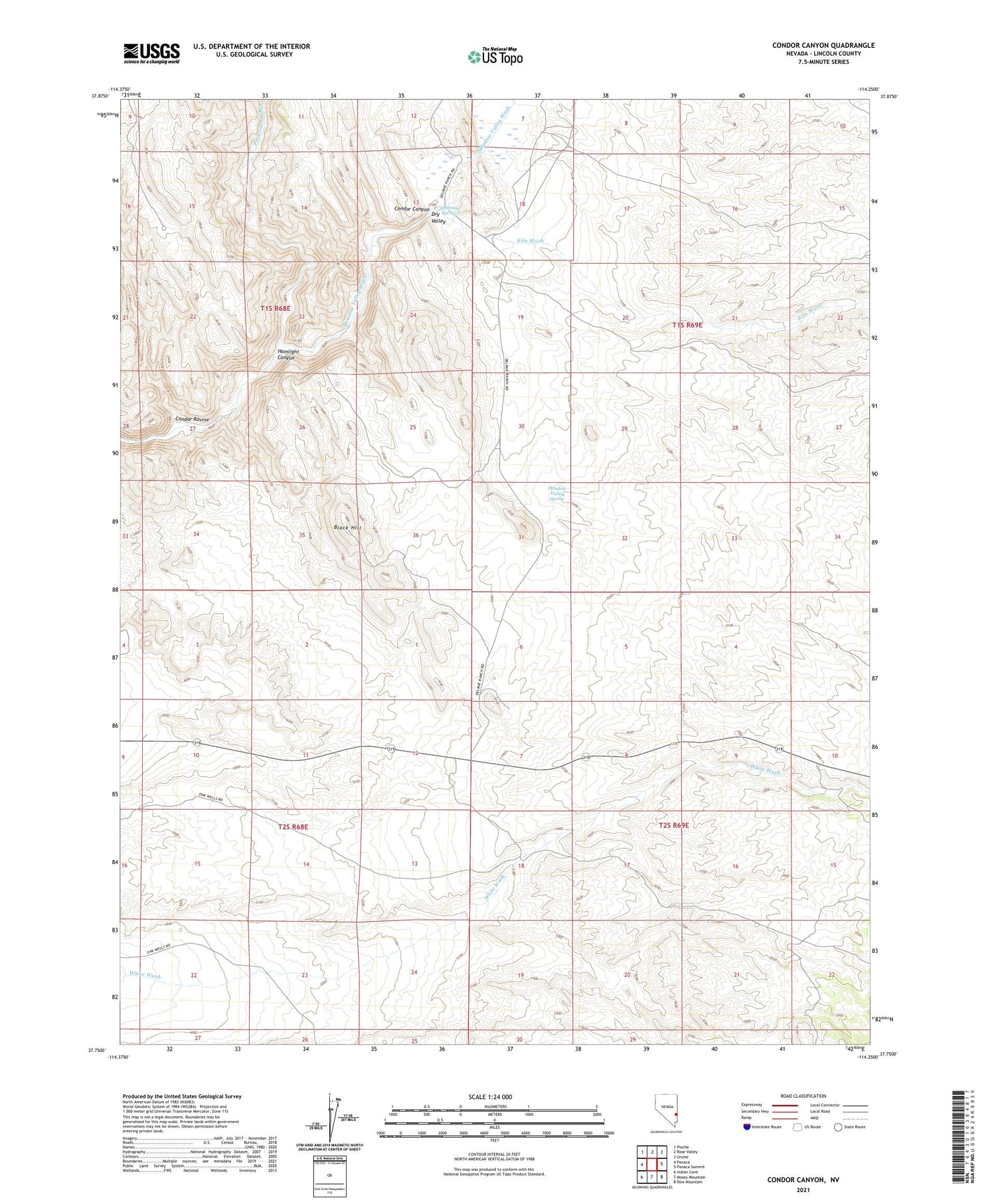 Condor Canyon Nevada US Topo Map Image