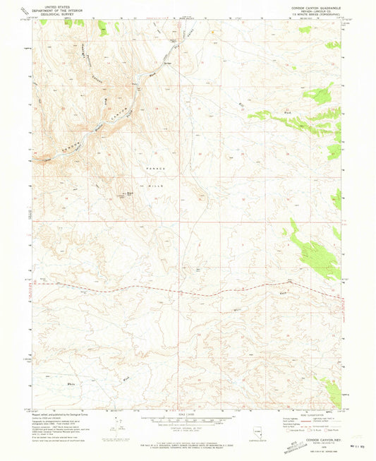 Classic USGS Condor Canyon Nevada 7.5'x7.5' Topo Map Image