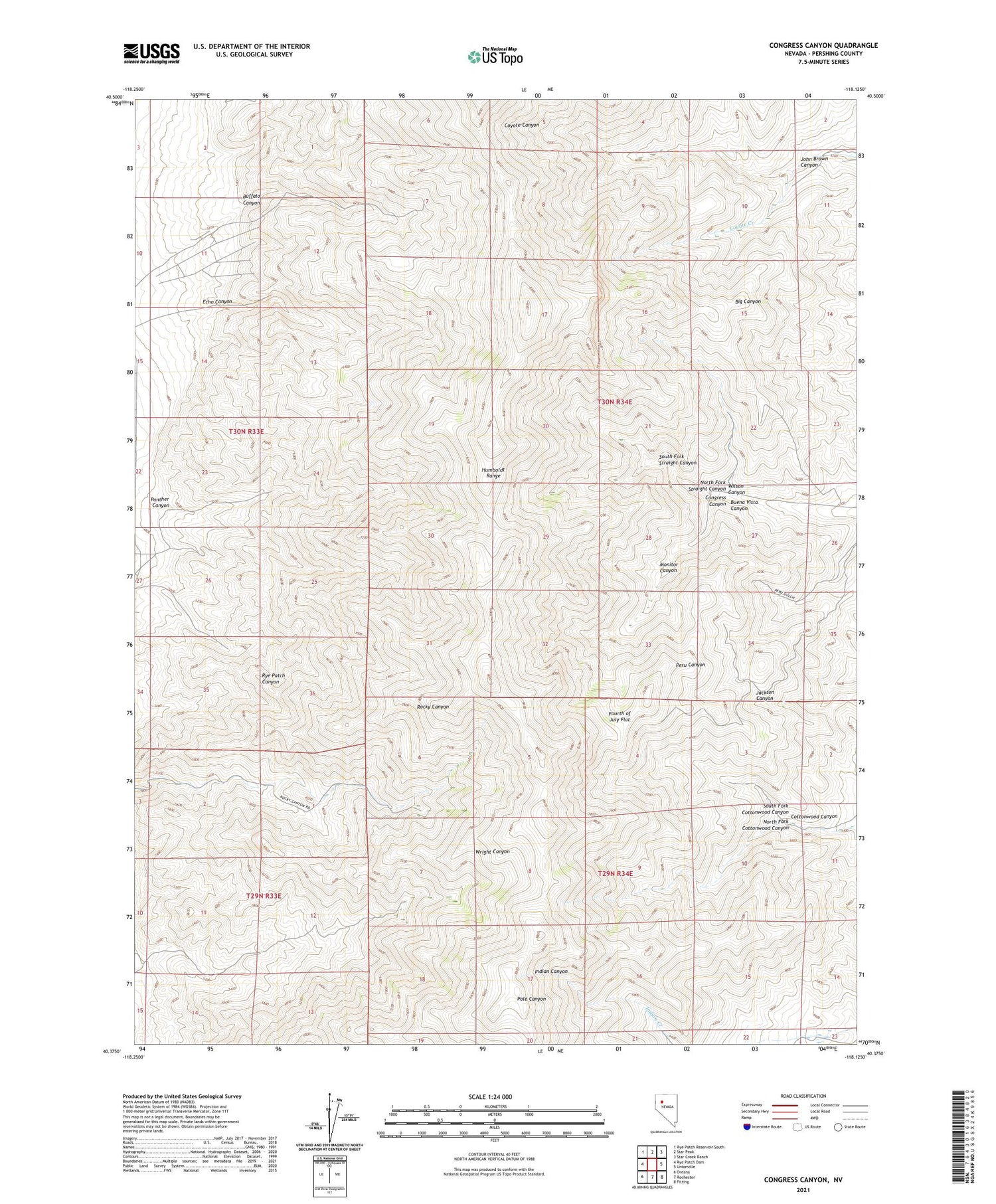 Congress Canyon Nevada US Topo Map Image