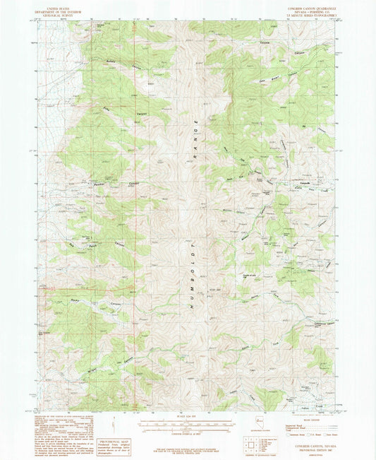 Classic USGS Congress Canyon Nevada 7.5'x7.5' Topo Map Image