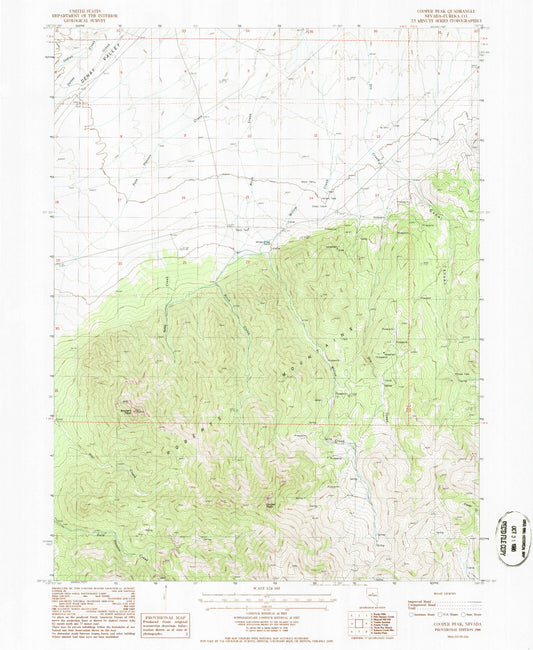 Classic USGS Cooper Peak Nevada 7.5'x7.5' Topo Map Image