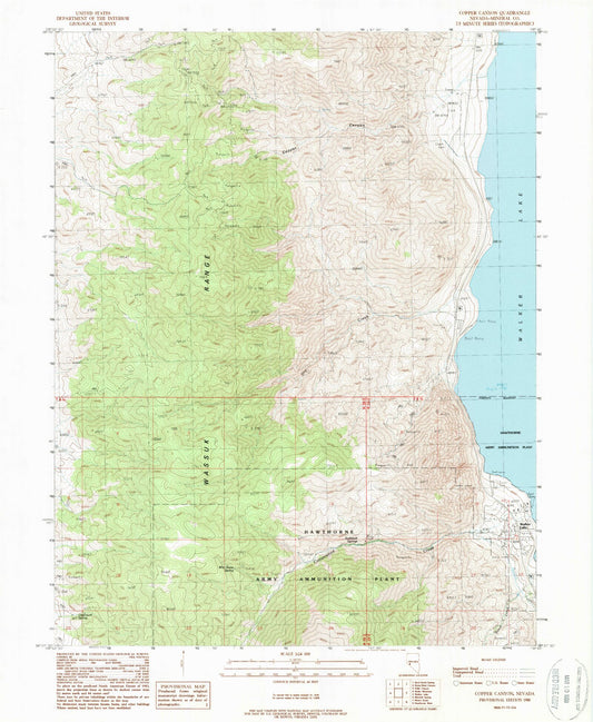 Classic USGS Copper Canyon Nevada 7.5'x7.5' Topo Map Image