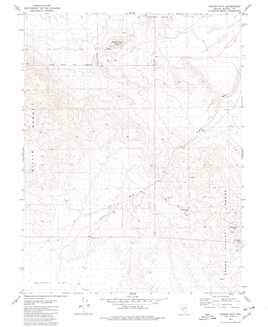 Classic USGS Copper Mountain Nevada 7.5'x7.5' Topo Map Image