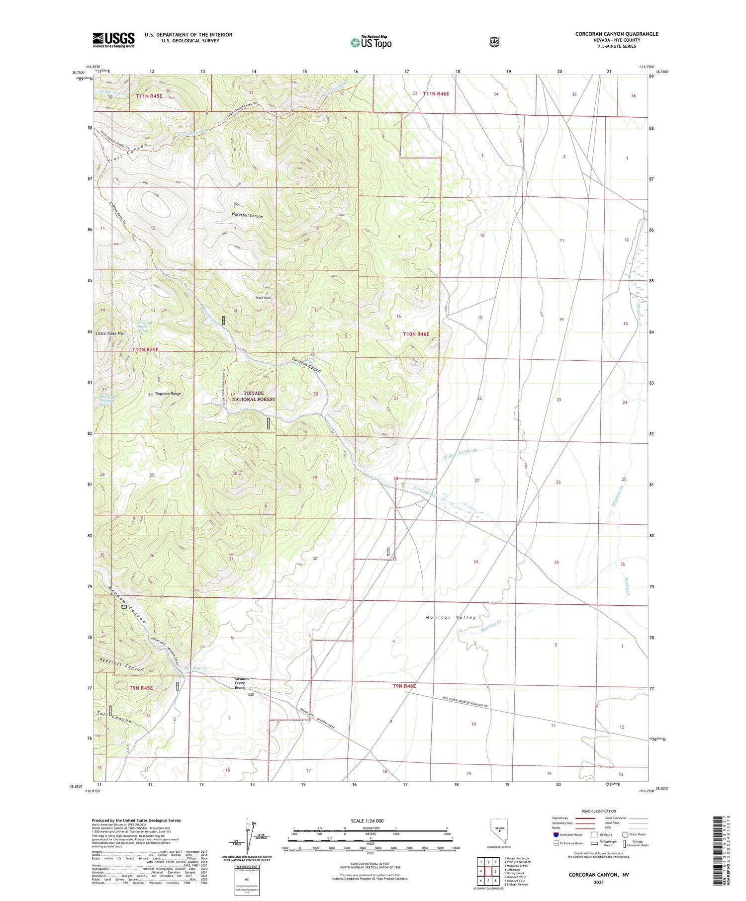 Corcoran Canyon Nevada US Topo Map Image