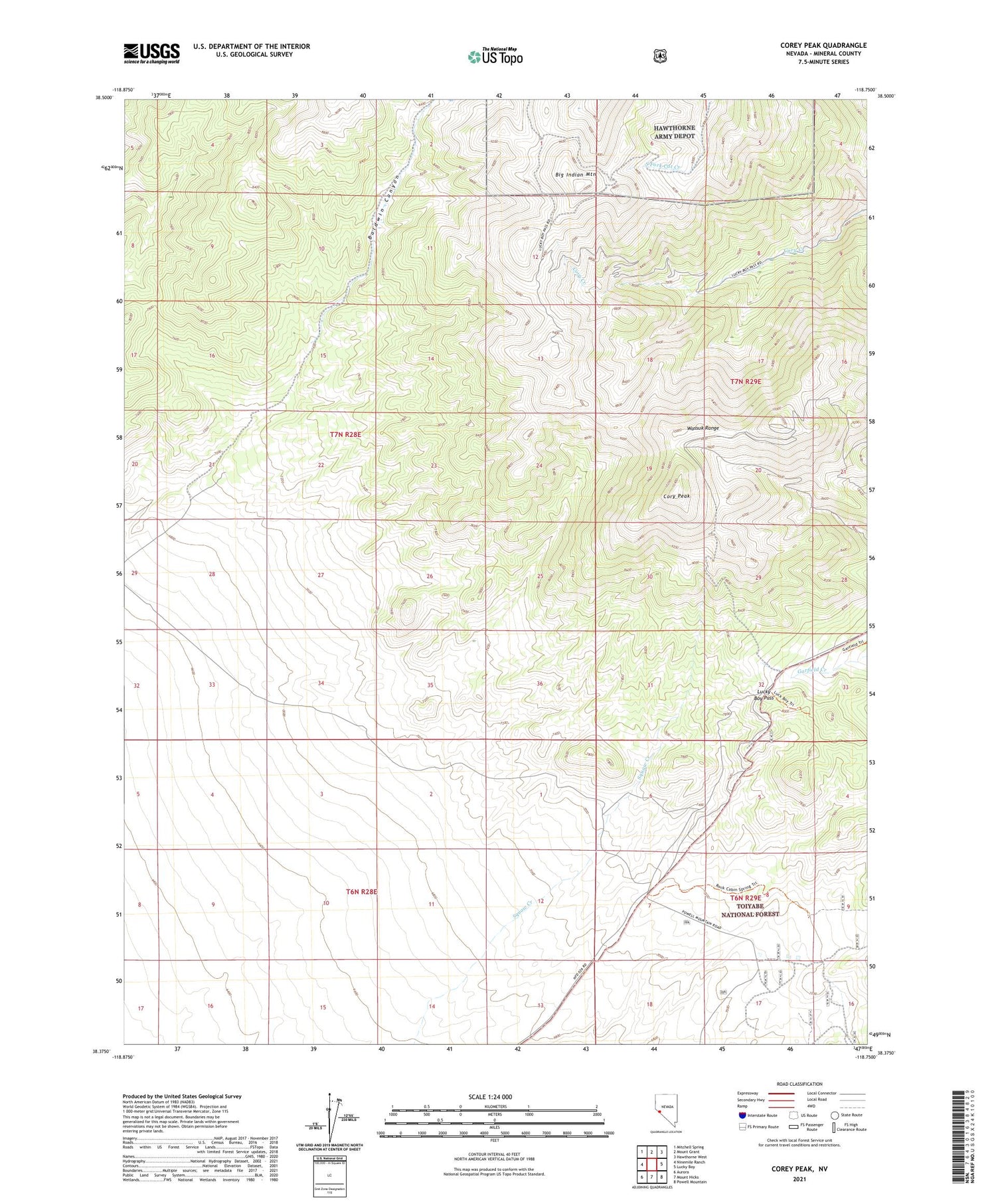 Corey Peak Nevada US Topo Map Image