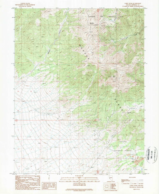 Classic USGS Corey Peak Nevada 7.5'x7.5' Topo Map Image