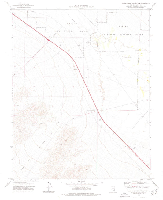Classic USGS Corn Creek Springs NW Nevada 7.5'x7.5' Topo Map Image