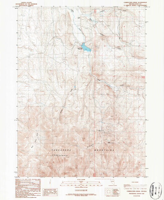 Classic USGS Cornucopia Ridge Nevada 7.5'x7.5' Topo Map Image