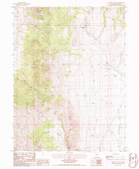 Classic USGS Corral Canyon Nevada 7.5'x7.5' Topo Map Image