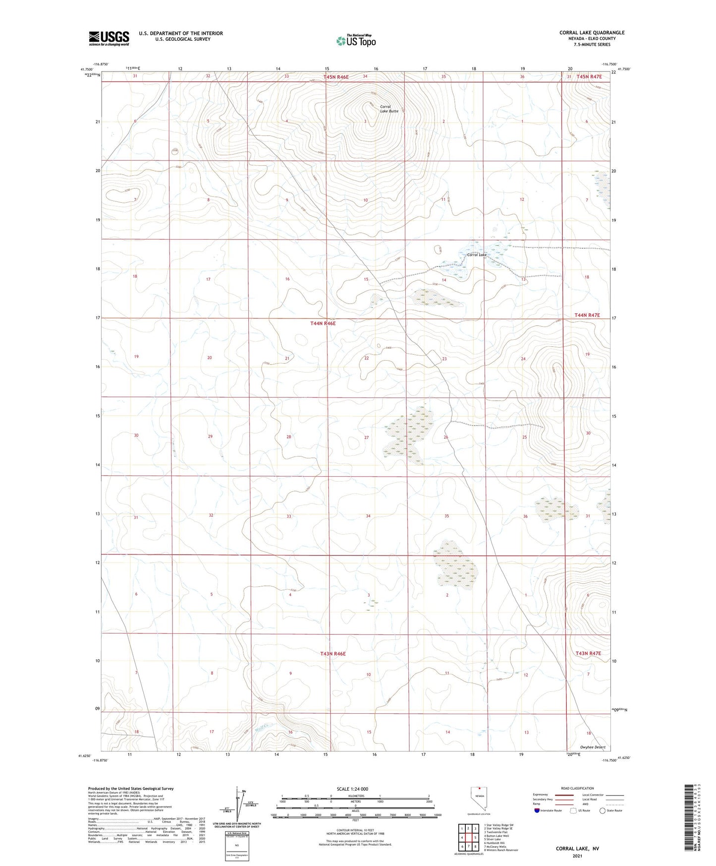 Corral Lake Nevada US Topo Map Image
