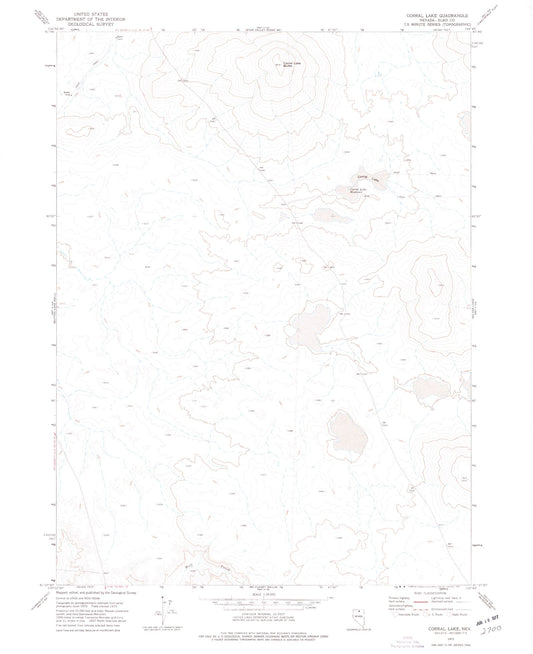 Classic USGS Corral Lake Nevada 7.5'x7.5' Topo Map Image