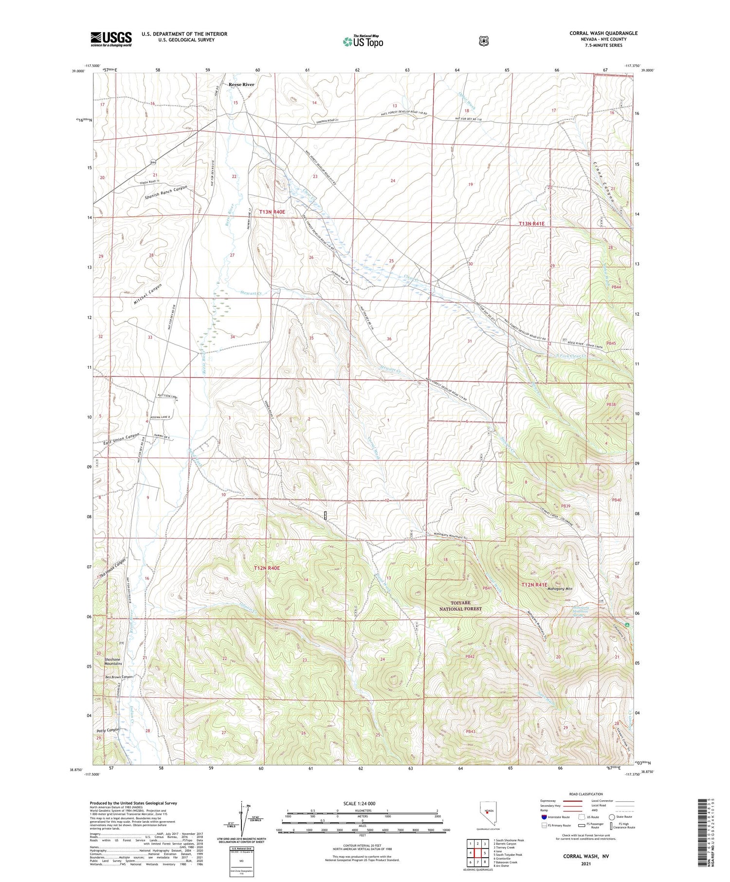 Corral Wash Nevada US Topo Map Image