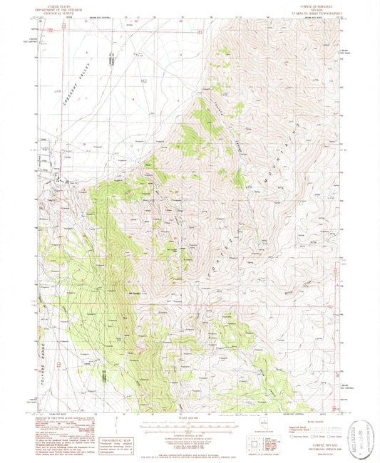 Classic USGS Cortez Nevada 7.5'x7.5' Topo Map Image