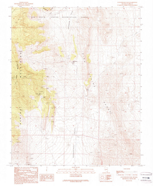Classic USGS Cottonwood Pass Nevada 7.5'x7.5' Topo Map Image