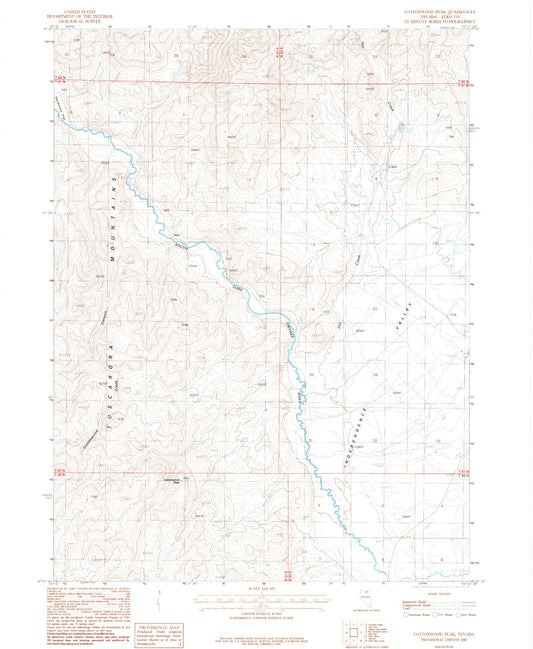 Classic USGS Cottonwood Peak Nevada 7.5'x7.5' Topo Map Image