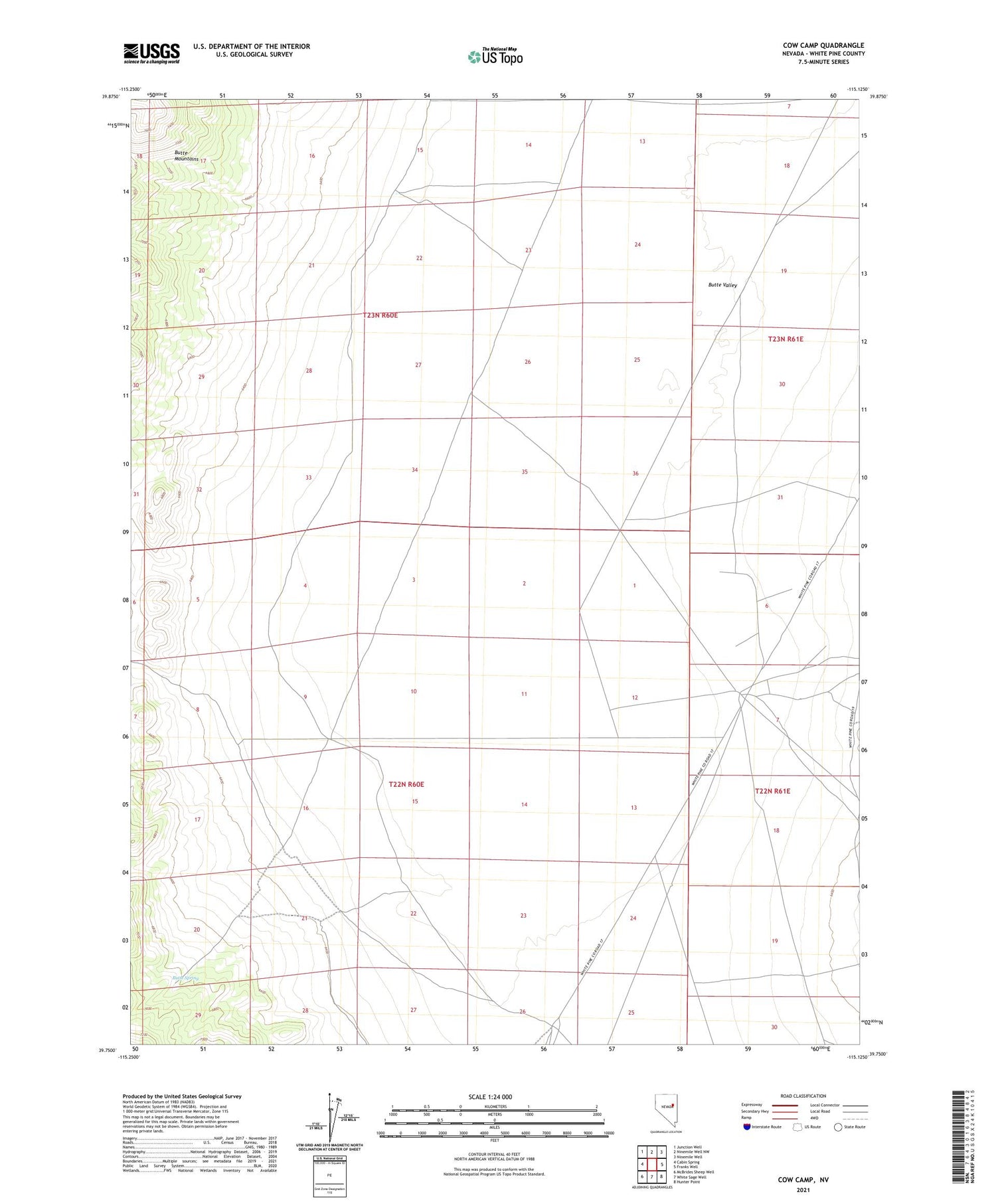 Cow Camp Nevada US Topo Map Image
