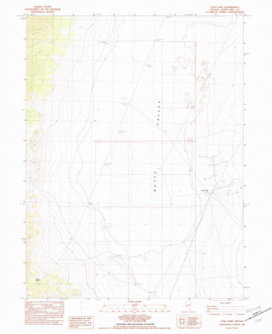 Classic USGS Cow Camp Nevada 7.5'x7.5' Topo Map Image