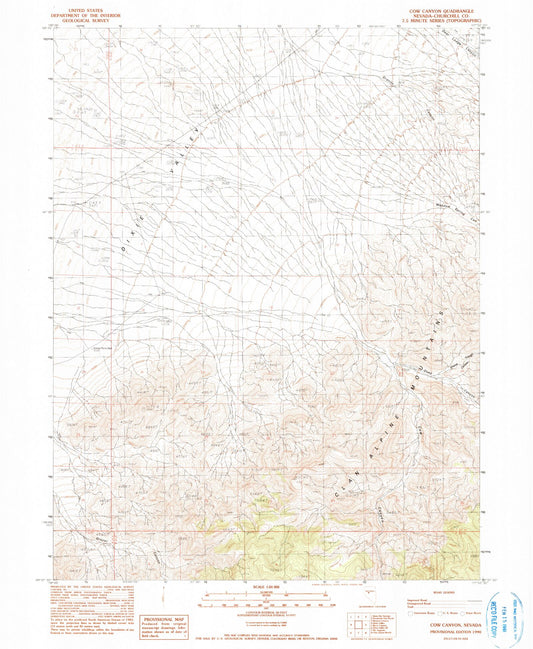 Classic USGS Cow Canyon Nevada 7.5'x7.5' Topo Map Image