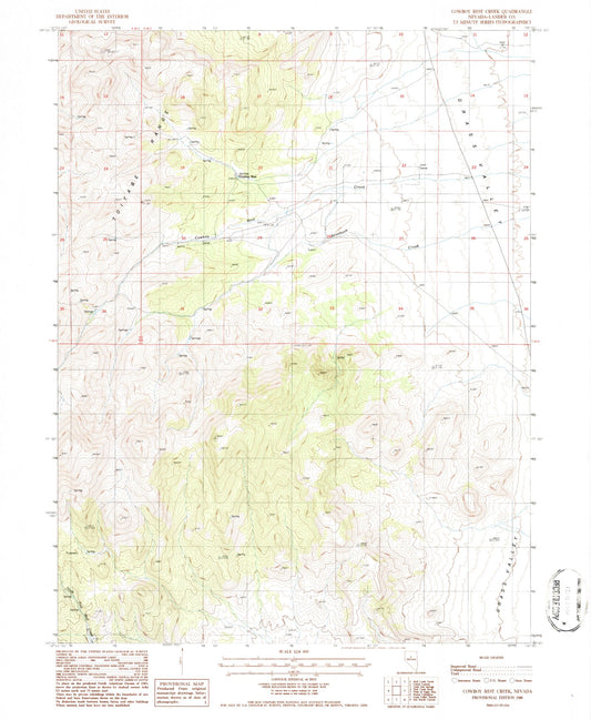 Classic USGS Cowboy Rest Creek Nevada 7.5'x7.5' Topo Map Image