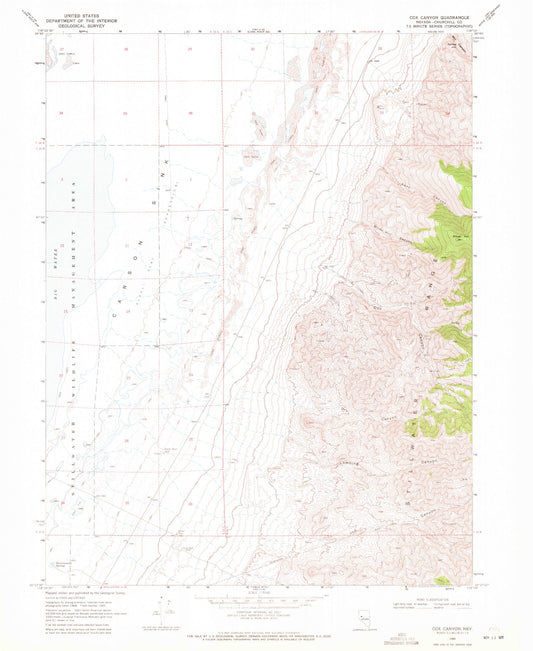 Classic USGS Cox Canyon Nevada 7.5'x7.5' Topo Map Image