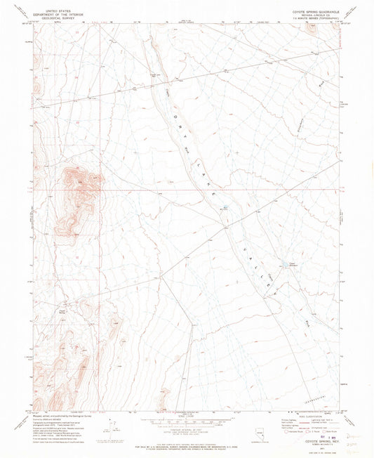 Classic USGS Coyote Spring Nevada 7.5'x7.5' Topo Map Image