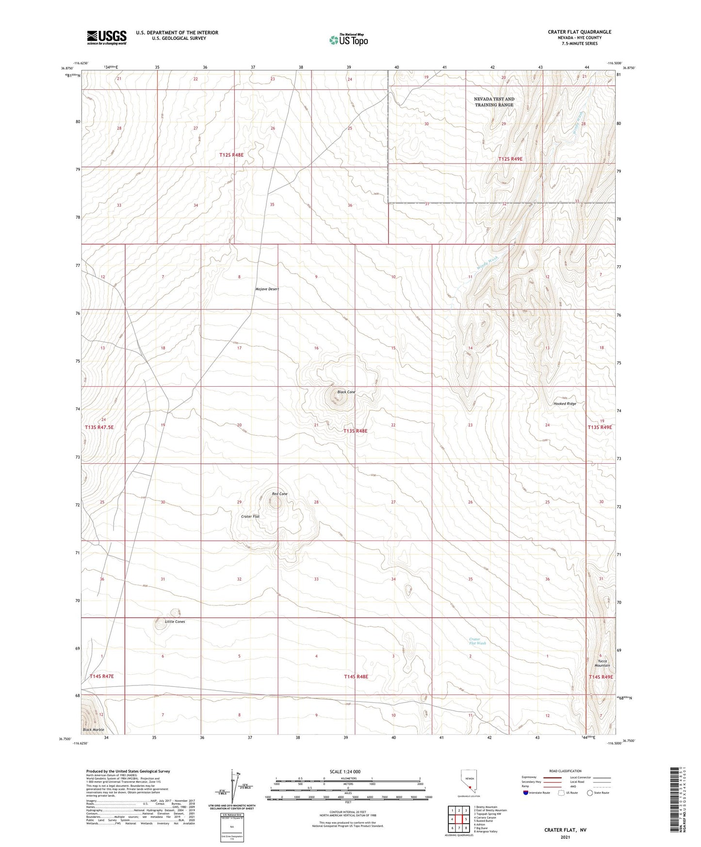 Crater Flat Nevada US Topo Map Image