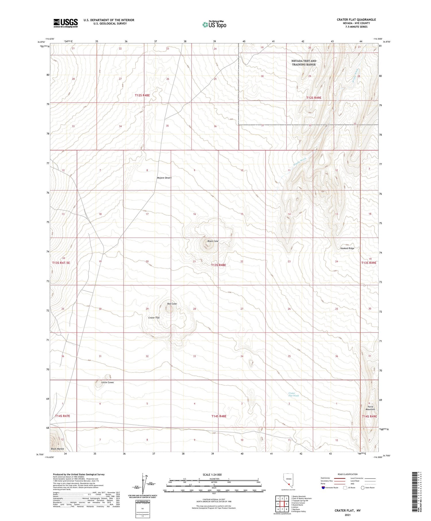 Crater Flat Nevada US Topo Map Image