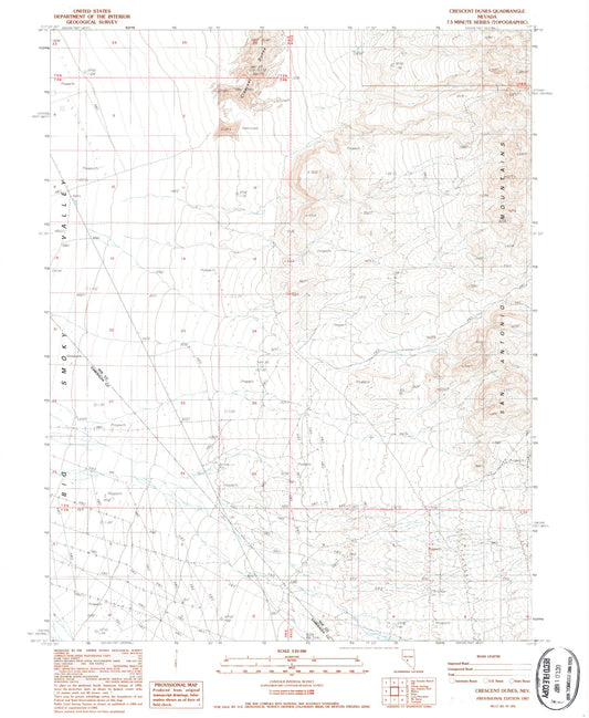 Classic USGS Crescent Dunes Nevada 7.5'x7.5' Topo Map Image