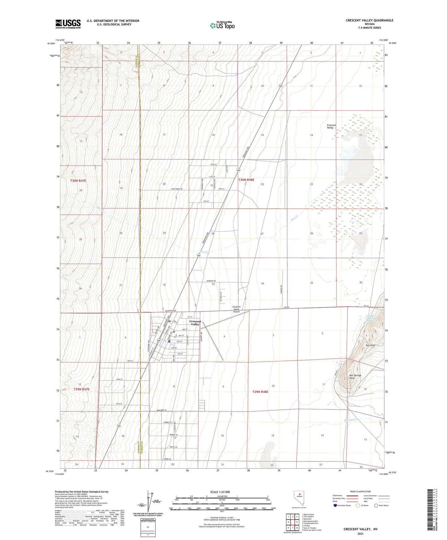 Crescent Valley Nevada US Topo Map Image