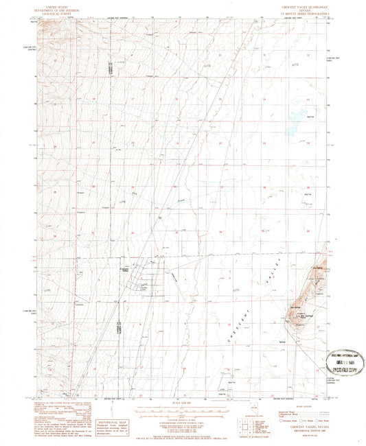 Classic USGS Crescent Valley Nevada 7.5'x7.5' Topo Map Image
