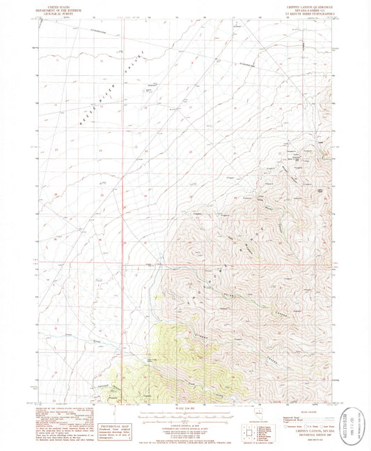 Classic USGS Crippen Canyon Nevada 7.5'x7.5' Topo Map Image