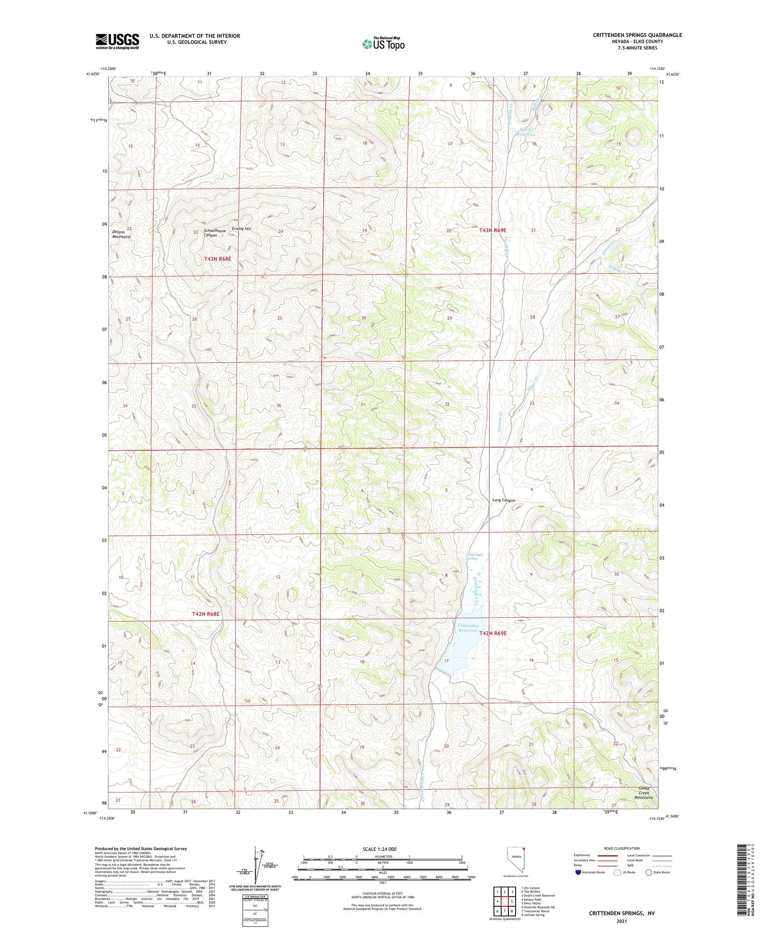 Crittenden Springs Nevada US Topo Map Image