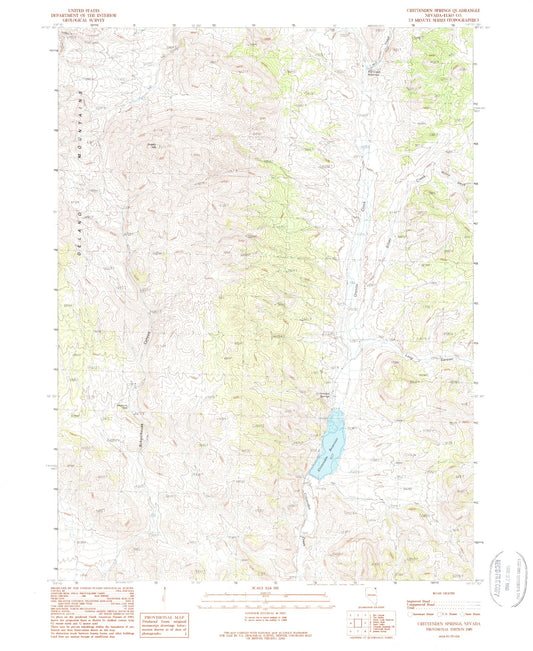 Classic USGS Crittenden Springs Nevada 7.5'x7.5' Topo Map Image