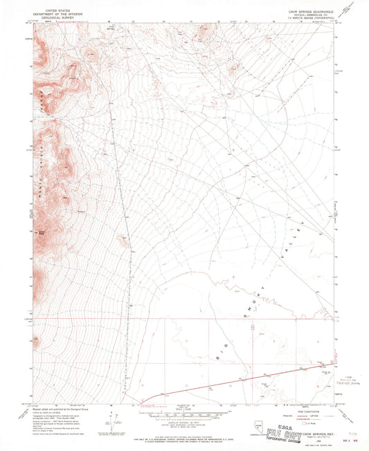 Classic USGS Crow Springs Nevada 7.5'x7.5' Topo Map Image