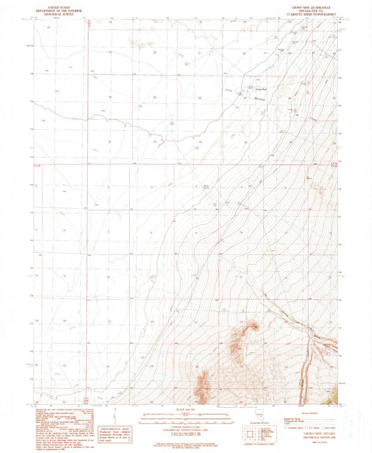 Classic USGS Crows Nest Nevada 7.5'x7.5' Topo Map Image