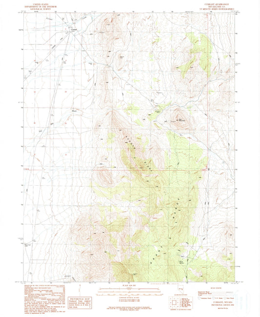 Classic USGS Currant Nevada 7.5'x7.5' Topo Map Image
