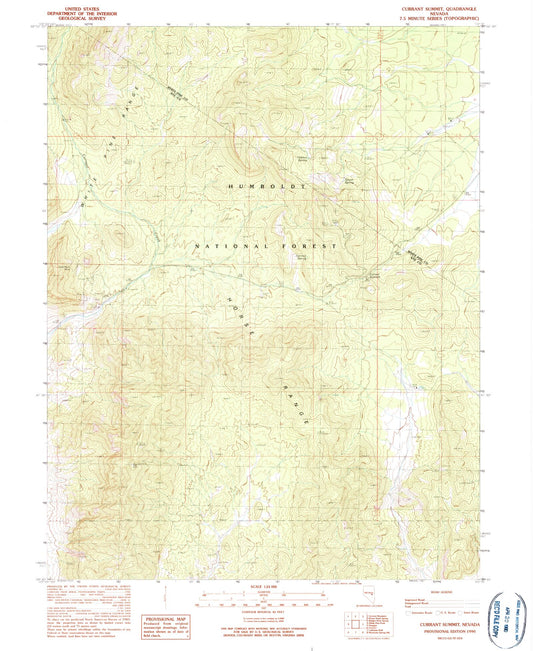 Classic USGS Currant Summit Nevada 7.5'x7.5' Topo Map Image